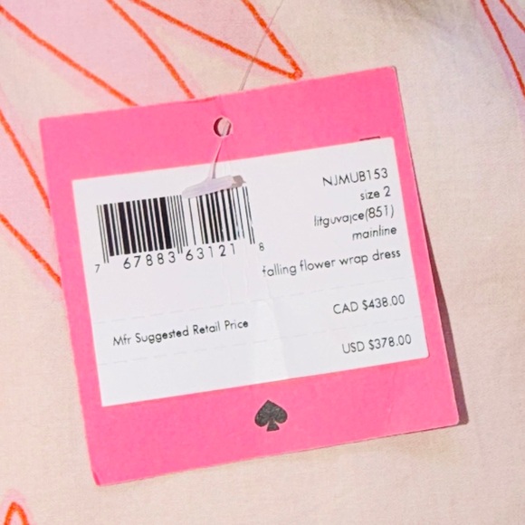 Kate Spade Women’s Falling Flowers Pattern Wrap Vneck Dress Size 2 NWT - Picture 8 of 12